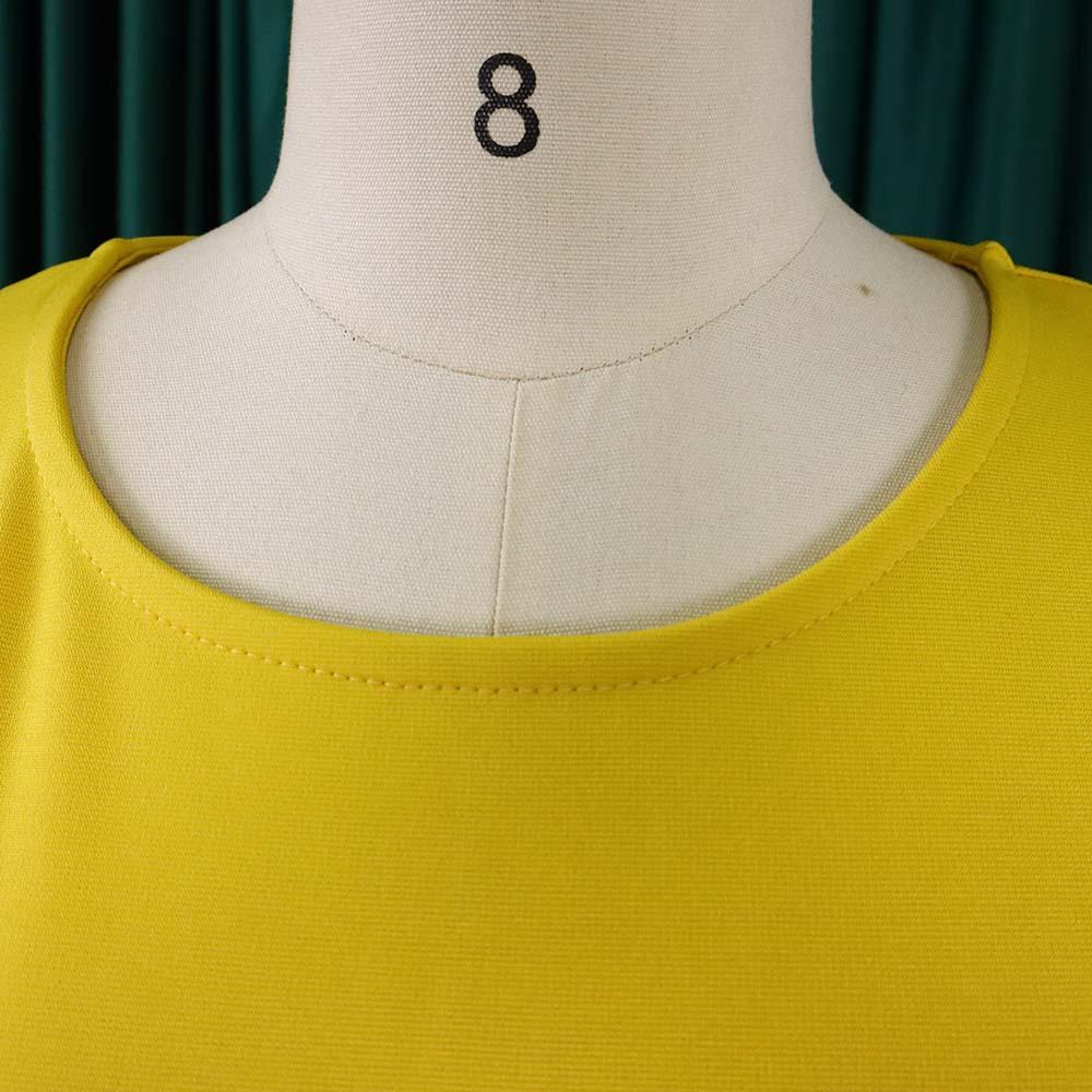 Плюс размер женское летнее модное платье с рюшами женское цельное однотонное деловое платье