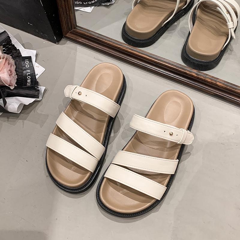 Модная женская обувь 2025 Модные женские шлепанцы с открытым носком Новые летние уличные повседневные больших размеров Удобные лаконичные шлепанцы на плоской подошвеzapatos