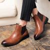 2024 Brand Leather Menss Slip-on Chelsea Boots Designer British Style Dress Boots Fashion Casual Business Ankle Boots Size 38-48