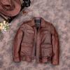 Chinese Size Brown Real Cowhide Hunting Leather Jacket Men Genuine Leather Coat Winter Pockets Jackets