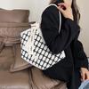 Модная женская сумка-шоппер большой вместимости, новая летняя, высококлассная, для поездок на работу, портативная сумка-ведро с шахматным узором