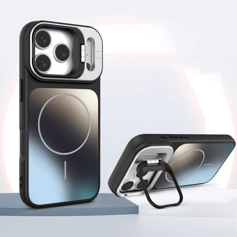 Роскошный матовый магнитный противоударный чехол AG для iPhone 17 16 15 14 Plus 13 12 11 ProMax Подставка Защита объектива Задняя крышка