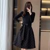 Women's Dress Fashion Waist Closed French Hepburn Style High-grade Temperament A Word Peng Peng Dress