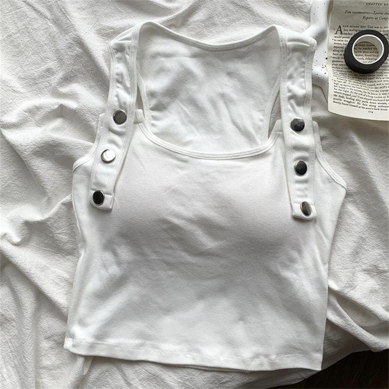 Women Black White Tank Tops Sleeveless T-shirts For Female Crop Tops Casual Vest For Girls Y2K Soild Tops