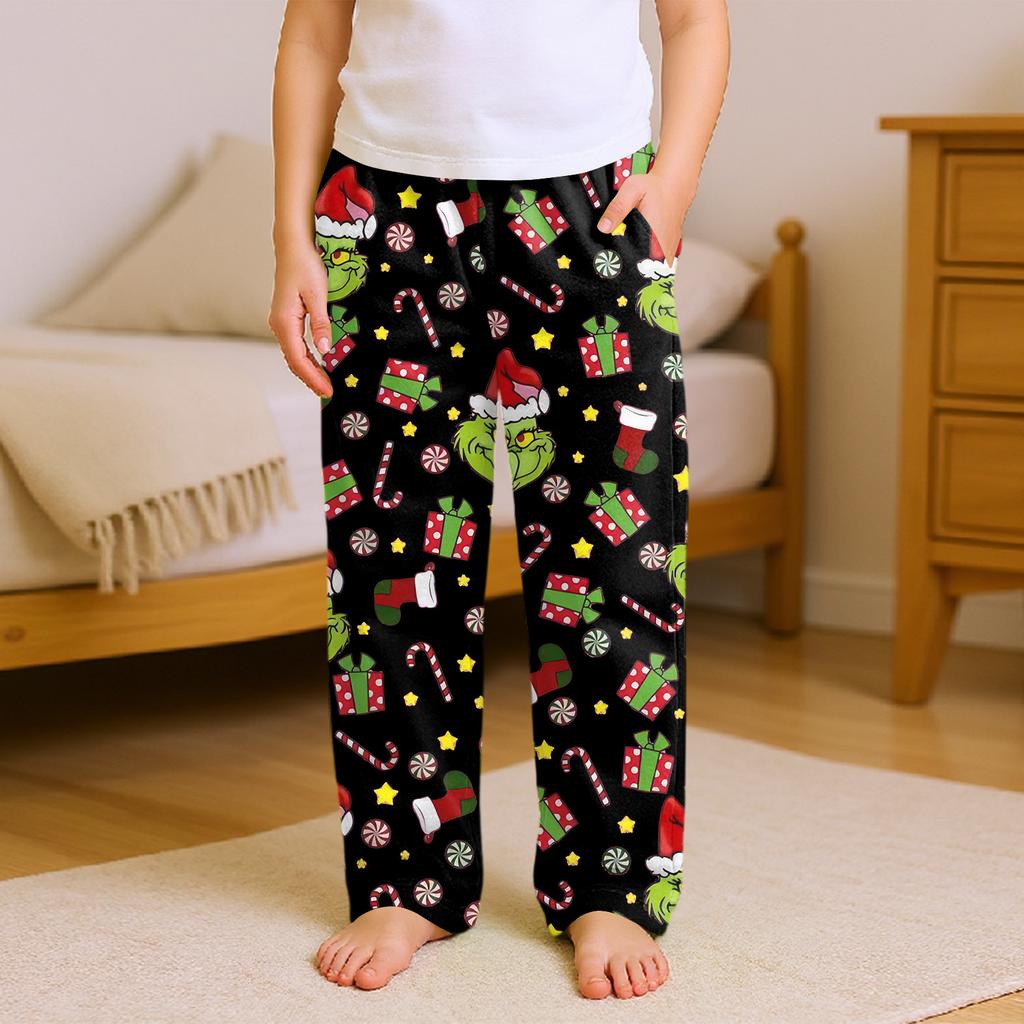 Fashionable Children's Versatile Print Pocket Casual Pants