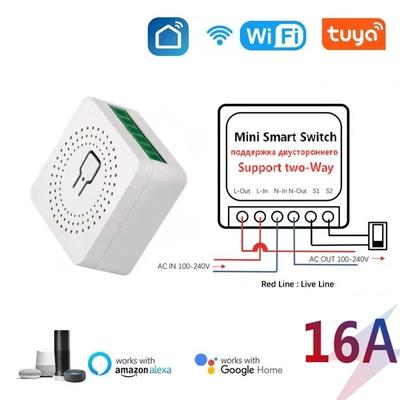 16A Tuya WiFi Smart Switch Module 2-позиционный мини-переключатель управления, умная жизнь, работа с Alexa Google Alice