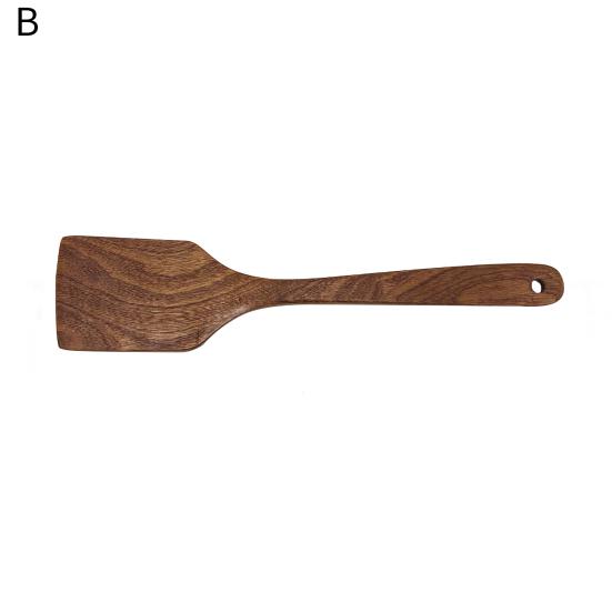 1/2Pcs Wooden Spatulas for Nonstick Pans Long Handle Flat Frying Spatula Angled Wooden Turner for Mixing Scraping Baking