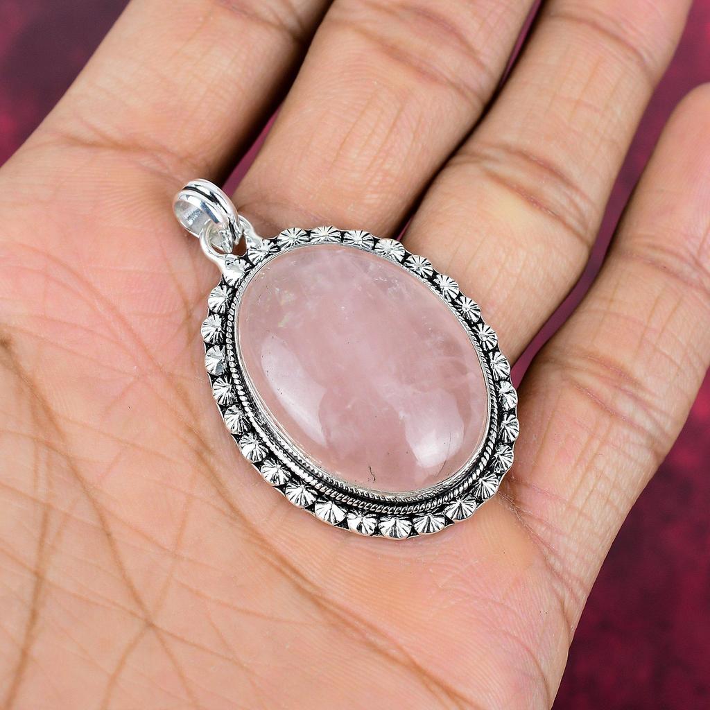 Ювелирные изделия из розового кварца, кулон из стерлингового серебра 925 пробы, ювелирные изделия ручной работы с драгоценными камнями, подарки для жены, абсолютно новый кулон