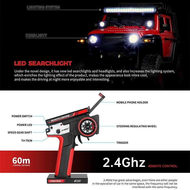 Wltoys 2428 1:24 RC Машина 2.4G Со Светодиодными Огнями 4WD Внедорожник Модель Грузовик на Радиоуправлении Для Детей Игрушка Подарок