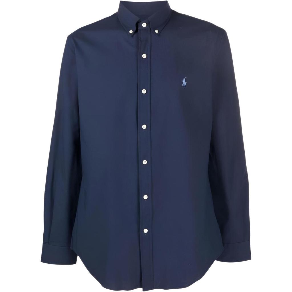 Polo Ralph Lauren Solid Color Button Down Long Sleeve Shirt Men Shirts Blue 710832480001093-001
