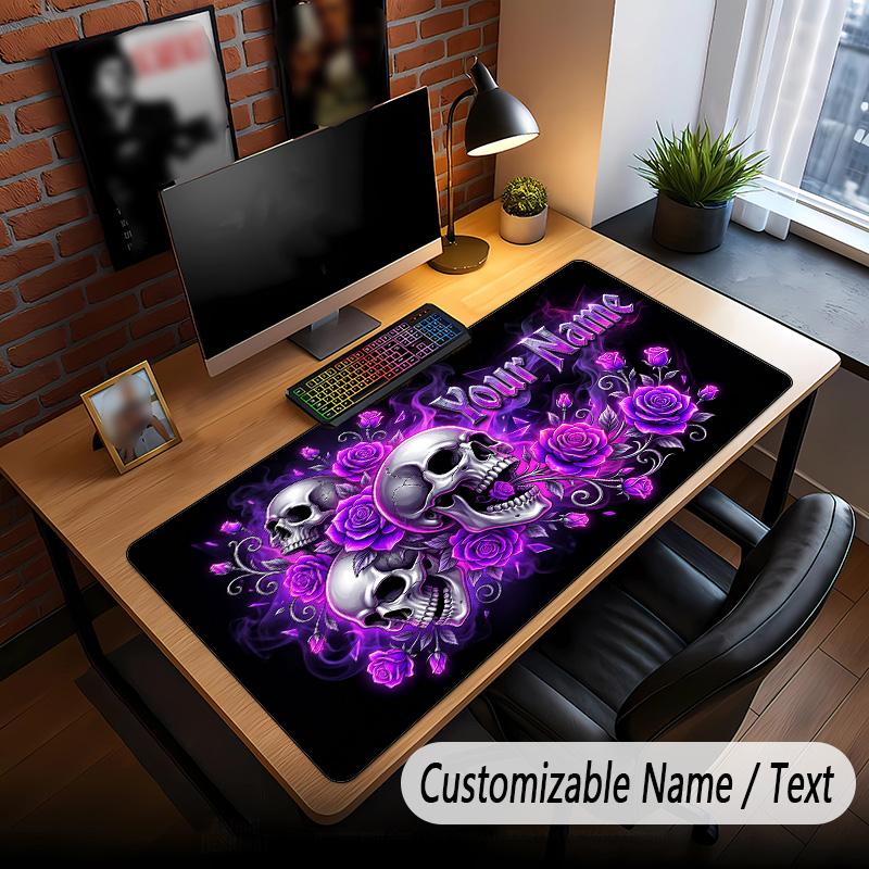 Skull Gothic Theme Custom Mouse Pad Personalized With Name Text Customized Desk Mat For Office Home Decor