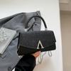 Letter V Fashionable Decoration With Glossy Material Women Chain Crossbody Bag