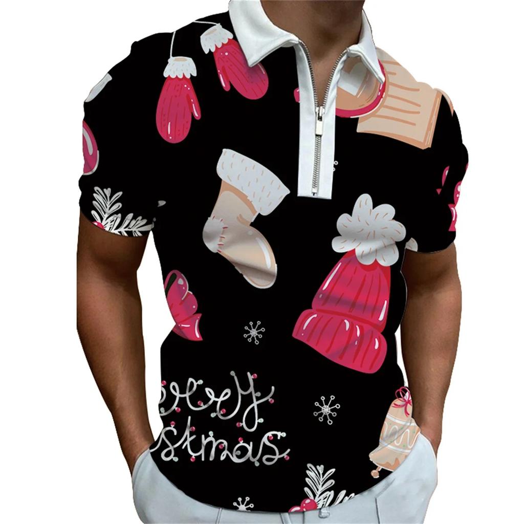 Модная и дышащая летняя мужская рубашка поло с коротким рукавом, лацканами и молнией, с цветочным принтом, для улицы, с возможностью персонализации. Мужская одежда