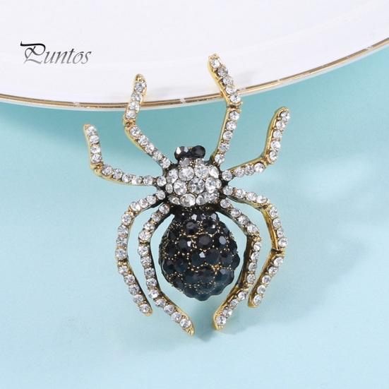 Брошь-паук, блестящий декор со стразами, реалистичная форма паука, украшение для воротника одежды, антикоррозийный сплав, легкая одежда, ювелирные изделия, женский подарок