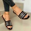 Fashion Women SlippersNew Metal Striped Summer Flat Shoes Fashion Slip On Slides Outdoor Female Casual Women Sandals Zapatillas Mujer