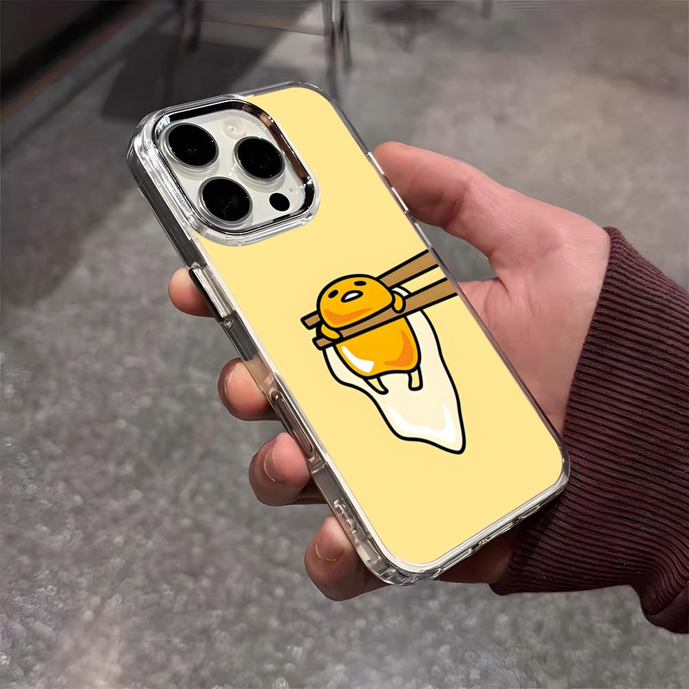 G-Гудетама Яйцо Милый Чехол Для Телефона Для IPhone 17 Air 16 E 15 14 13 12 11 Plus Pro Max Гальванизированный Прозрачный Мягкий Чехол