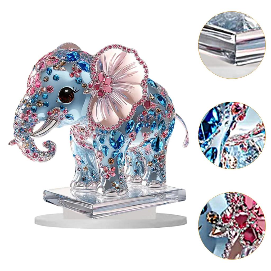 Акриловая настольная статуэтка слона, прекрасное украшение, искусство, подарки, орнамент 23 см x 23 см