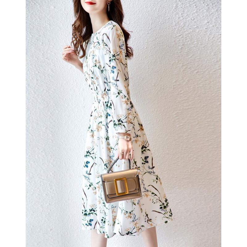 Женское платье А-силуэта с длинным рукавом и принтом