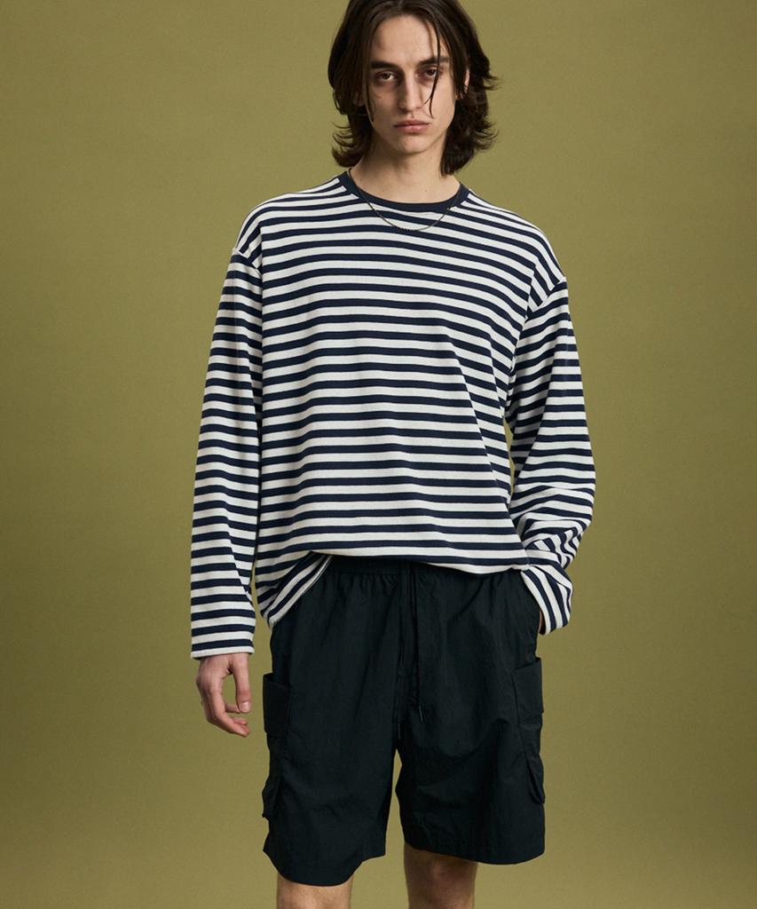 IL CORSO Bold Reversible Striped Long Sleeve T-Shirt Navy