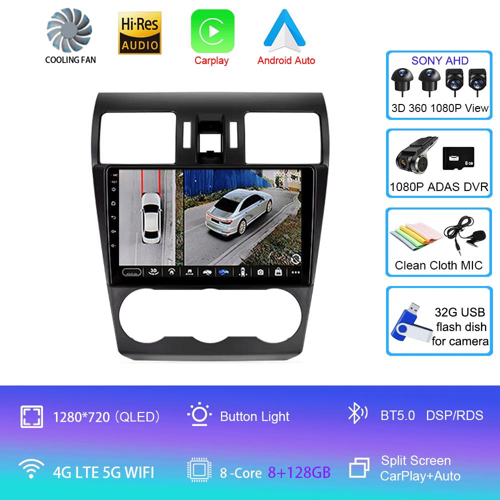 Автомобильное радио Android 14 Carplay для Subaru WRX Forester 4 SJ 2016 2017 2018 - 2022 Навигация GPS Мультимедийный проигрыватель Wi-Fi+4G BT DSP