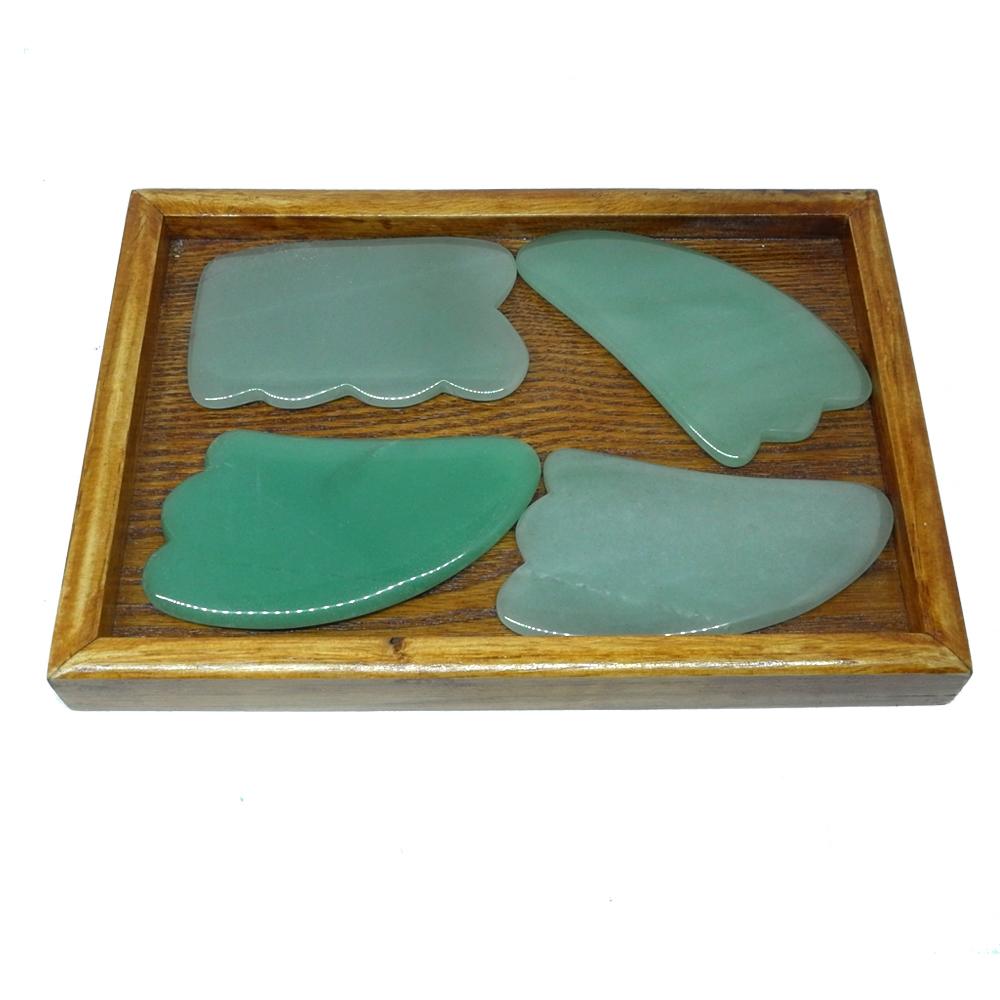 New Massage Tool Guasha Board Natural Green Jade Scraping Plate Scraper Stone Massager Thin Slimming Face