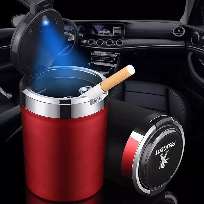 Автомобильная наклейка Автомобильная пепельница-стакан с крышкой и светодиодной подсветкой Портативная съемная пепельница для Peugeot 206 207 307 3008 2008 308