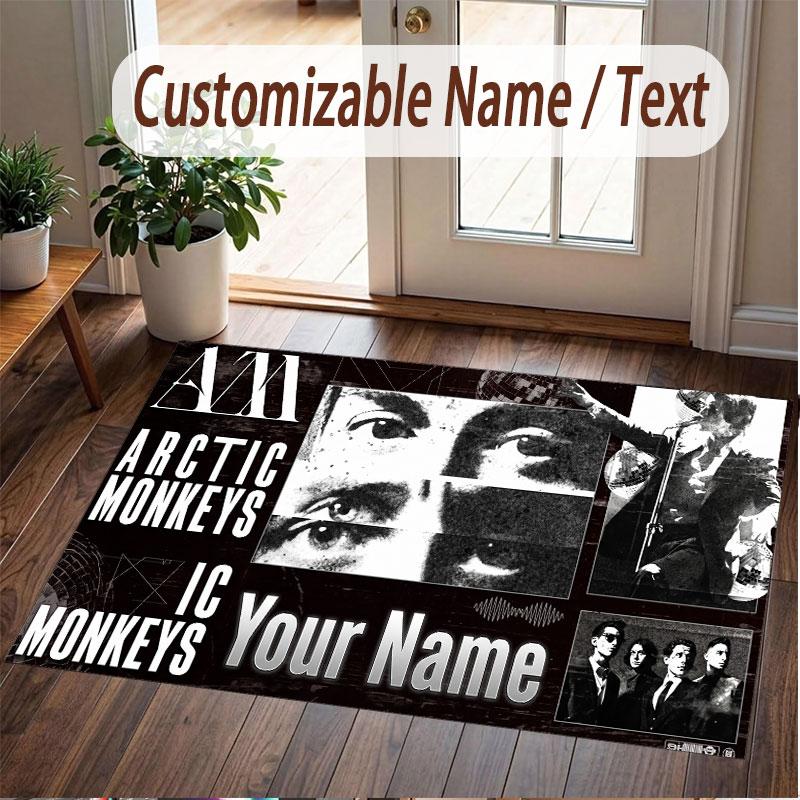 Custom Name Crystal Velvet Rug,Arctic Monkeys Comfortable Anti Slip Floor Mat For Room Decoration