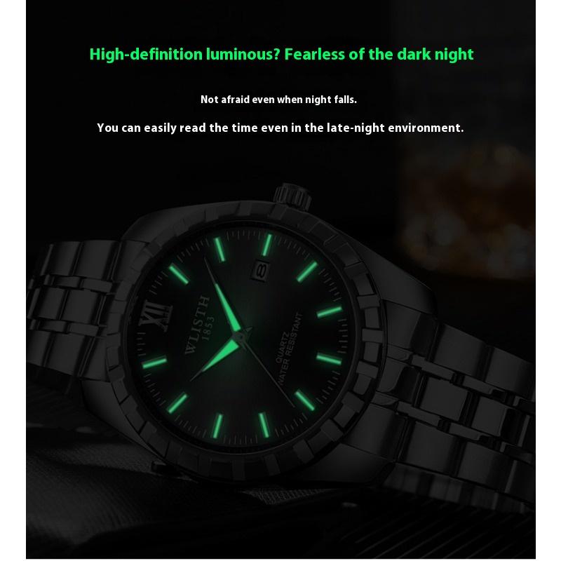 Top Brand Calendar Couple Watch Waterproof Steel Band Student Watch