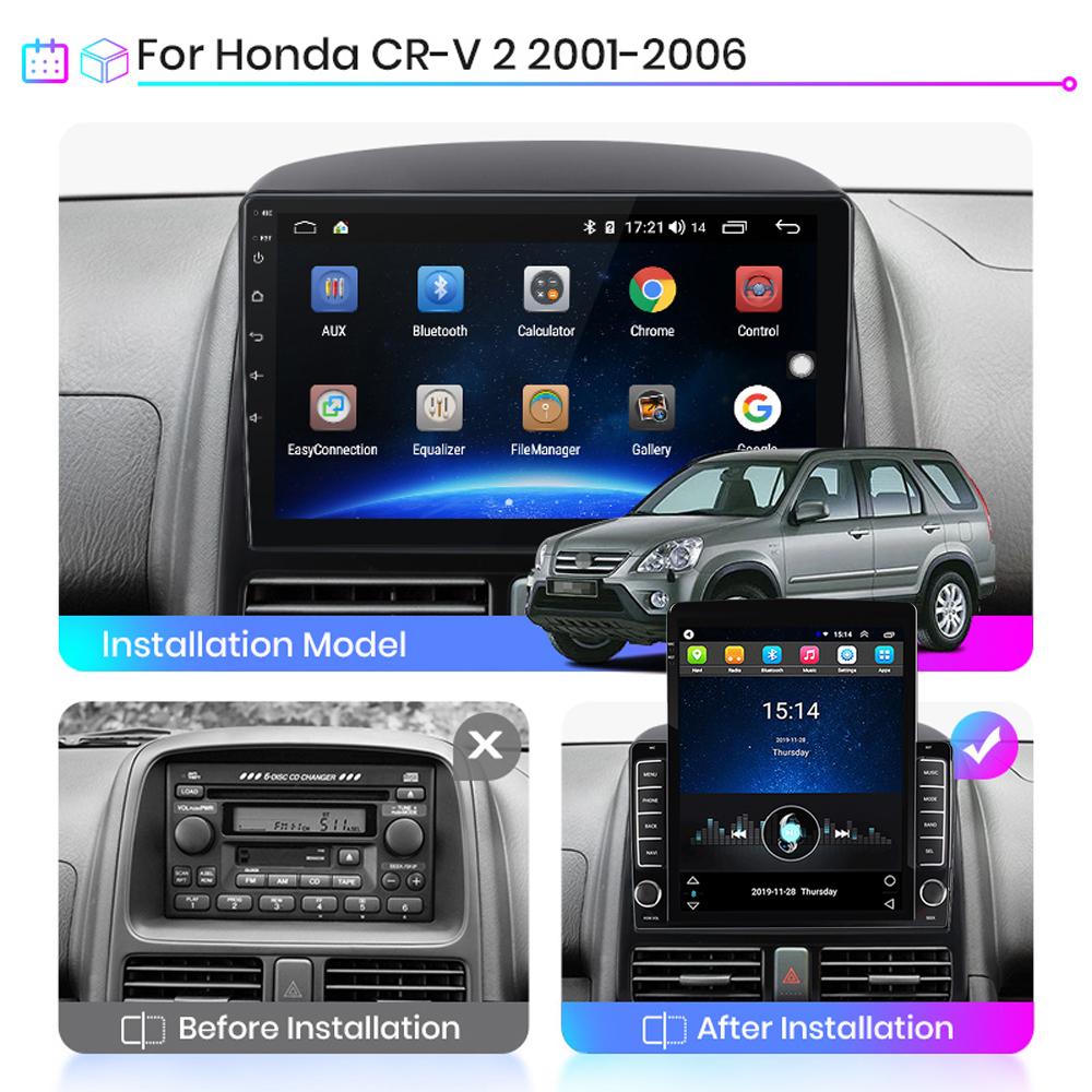 9,7 ''для Honda CRV 2001-2006 Автомобильный радиоприемник Tesla с вертикальным экраном Carplay Android Авторадио Мультимедийный плеер 2 + 32 ГБ