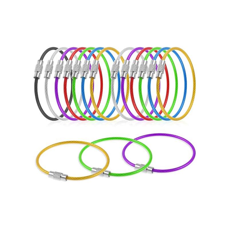 10 шт. 10/15/20 см брелок для ключей из нержавеющей стали, веревка, проволочная петля, винт, замок, кольца для гаджетов, брелок для ключей, круг, лагерная веревка, фитинги