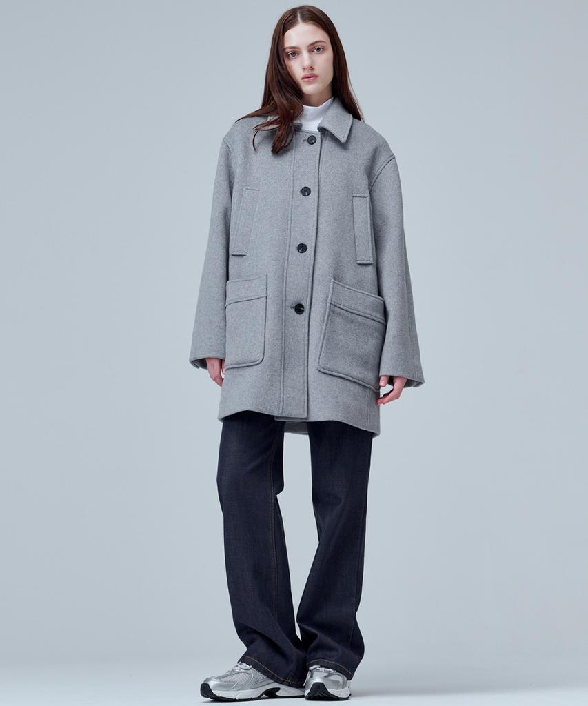 Maloupe 6508 Wool Half Coat (Grey)