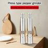 1pcs Pepper Grinder Press Type Sea Salt Ginder Stainless Steel Spice Grinder Manual Pepper Mill Spice Crusher Reusable