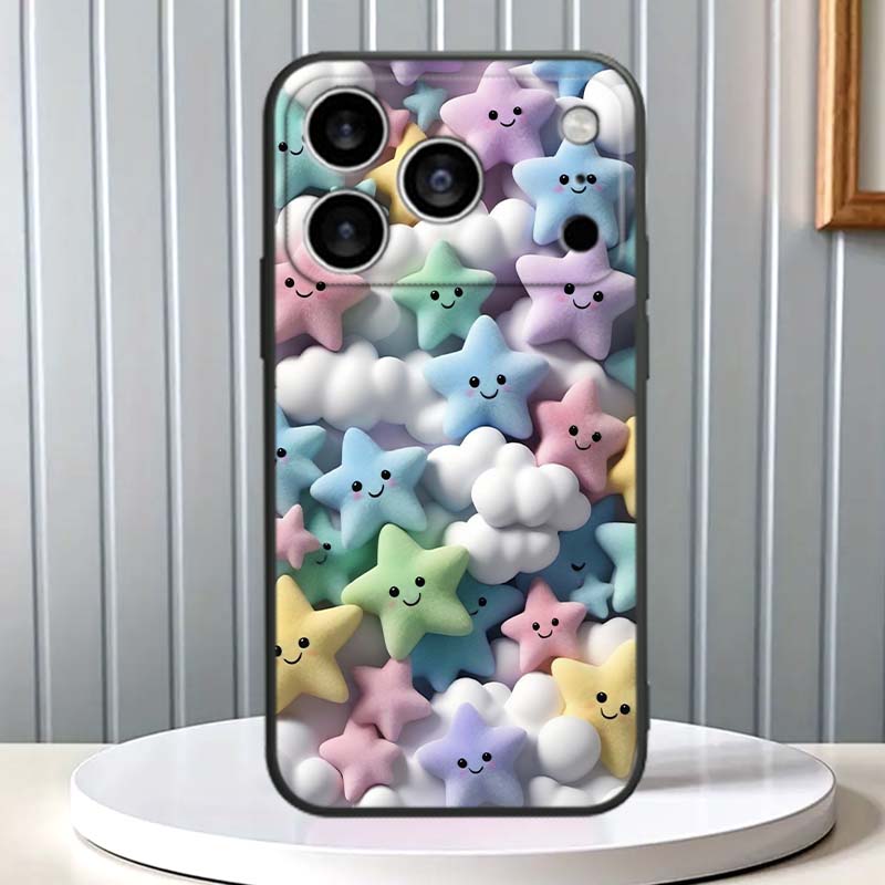 Мультяшные Животные Милый Чехол Для Телефона Для Apple iPhone 17 16 16E 15 14 13 12 11 Pro Max Plus Черный Мягкий Силикон