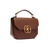 Bally Эмблема Однотонный Глянцевый Логотип Магнитная Застежка Клапан Золотая Фурнитура Кожаный Квадратный Наплечный Сумка-Кроссбоди Мини Женская Сумка Коричневый 6304713