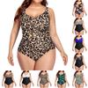 Women's Fashion One-Piece Plus Size Print Swimming Costume With Chest Pad And No Steel Bra