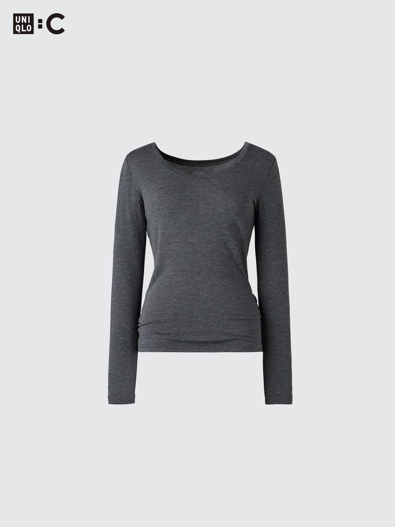 Uniqlo HeaTTech Кашемировая смесь Футболка с круглым вырезом