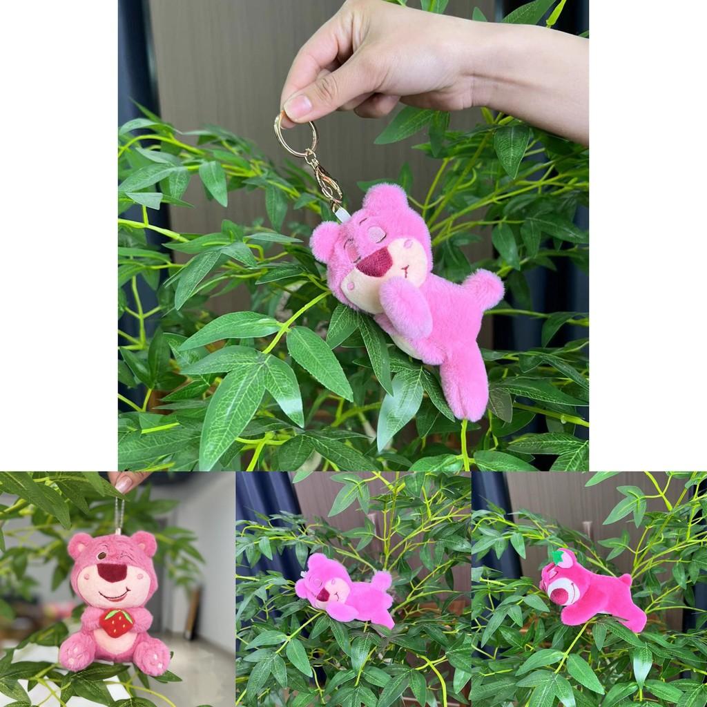 Pink Strawberry Adorable Bear Plush Toy Pendant Keychains Bags Accessories Girls