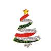 New Red And Green Rhinestone Christmas Tree Brooch Winter Design Festival Pins Unisex Party Accessories High Quality
