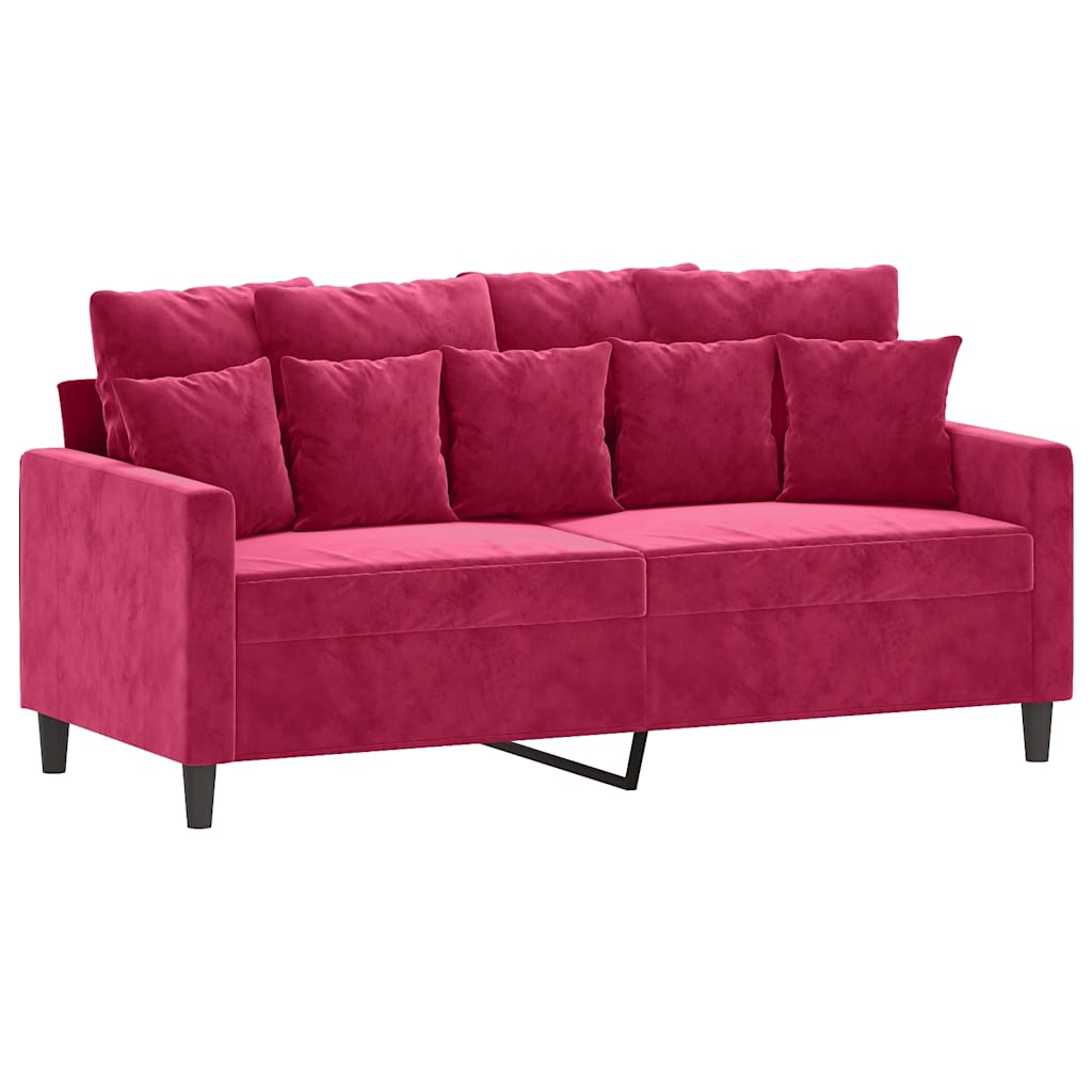 Vidaxl Sofa 2-Osobowa, Winna Czerwień, 140 Cm, Tapicerowana Aksamitem