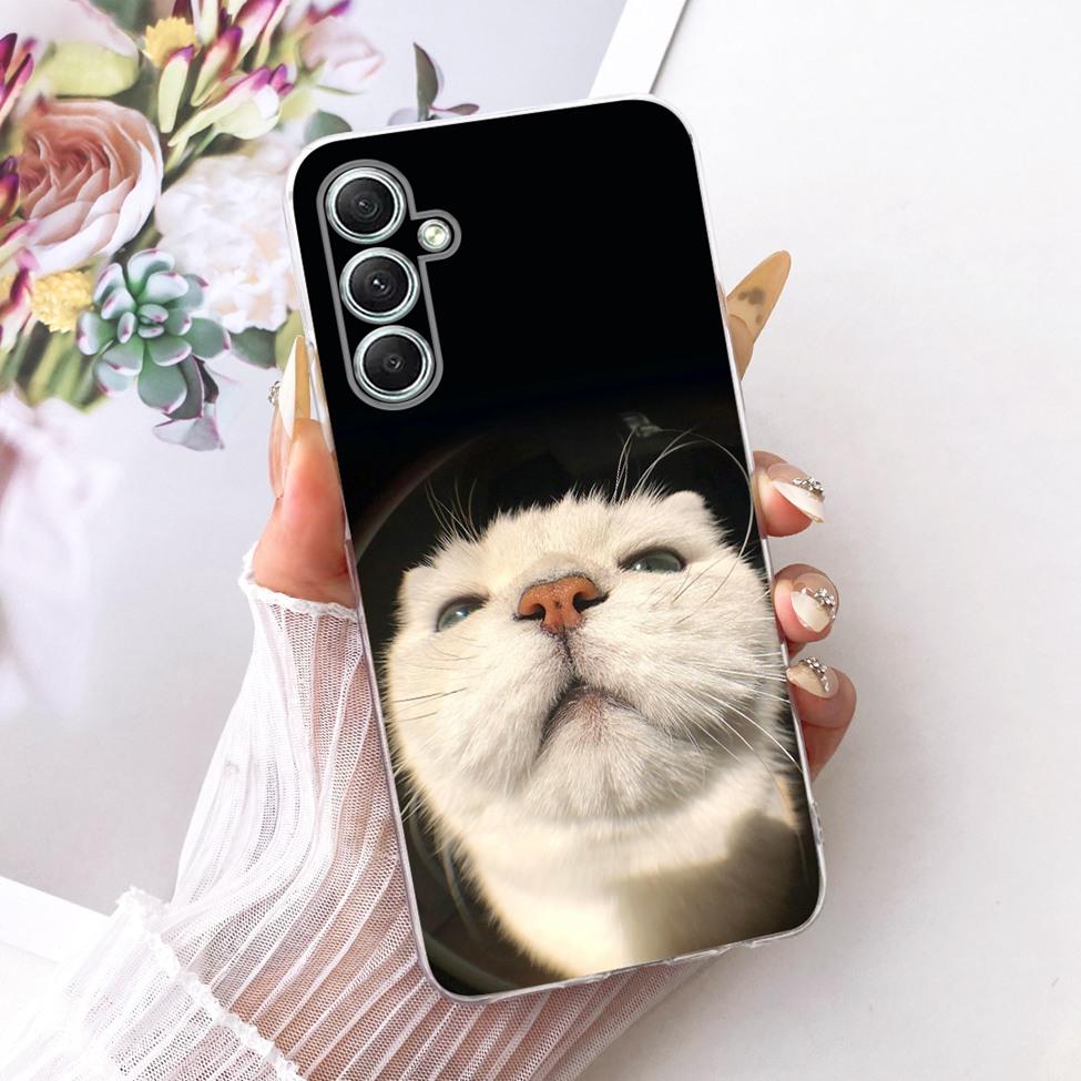 Clear For Samsung A35 5G Case Cute Cat Fashion Butterfly Funny Painted Cover For Samsung Galaxy A35 5G SM-A356E SM-A356B Casing