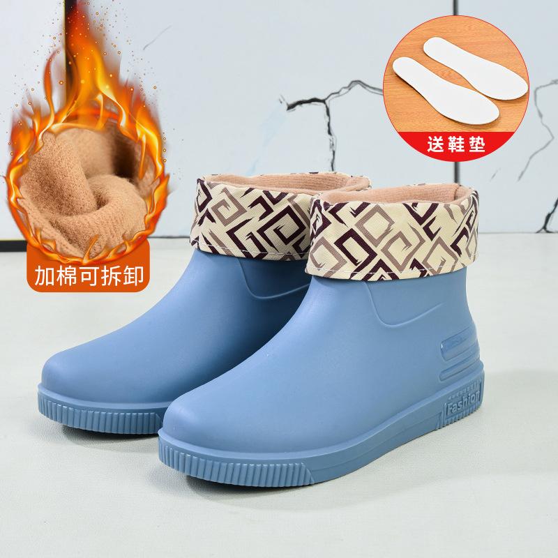Хиты продаж низкие резиновые сапоги женская модная обувь для воды новые нескользящие резиновые сапоги взрослые теплые резиновые сапоги