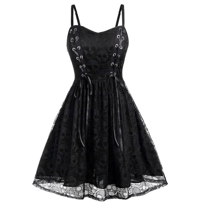 Женское кружевное сетчатое мини-платье без рукавов больших размеров на Хэллоуин в стиле пэчворк
