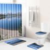 Landscape Shower Curtain Floor Mat Combination Four-Piece Set Bathroom Toilet Carpet Shower Room Mat Foot Mat