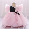 Baby Girl Clothes Infantil Pink Lace Party Princess Kids Dress for Girls 1st Birthday Bow Wedding Fly Sleeve Prom Gown Vestidos