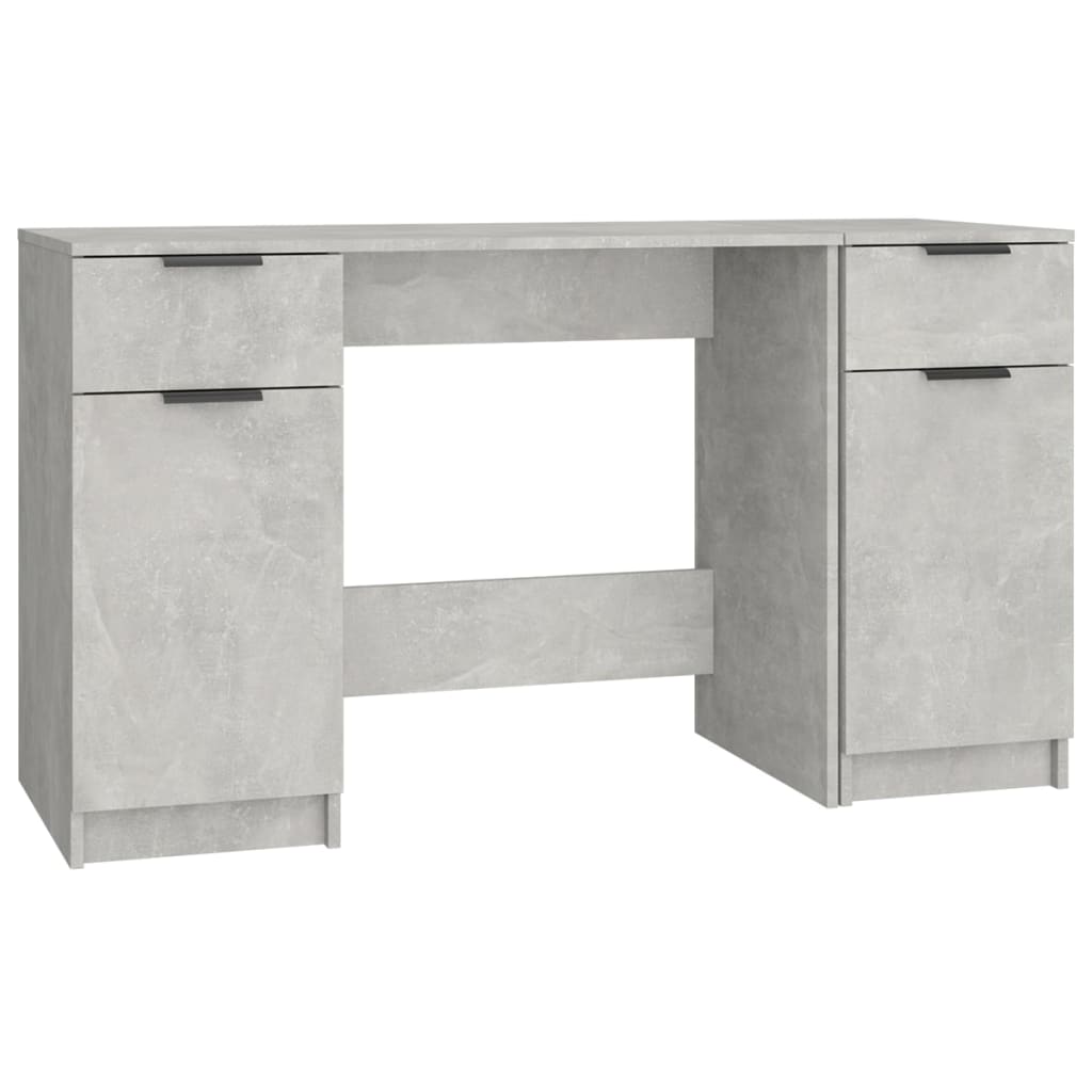 Desk with Side Cabinet Concrete Grey Particleboard