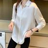 Women's 2024 Spring Long-Sleeve Chiffon Retro Satin Blouse