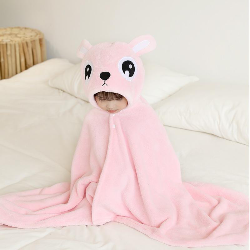 Cartoon Baby Bath Towels Hooded Towel Toddler Bathrobe Warm Coral Fleece Sleeping Swaddle Wrap for Boys Girls Bath Cloak