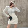 Vintage Knit Knitted Bodycon Sweater Dress Women Casual Polo Slim Skinny Wrap Mini Short Dresses Autumn Winter New In