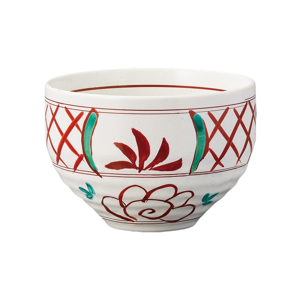 Ippuku 10 X Large Lattice Flower Matcha Cafe Mino Made In Japan Ale-net Bowl, Teacup, 6.8cm, 320cc, Hand-Painted Design, Bowl, Bowl, Ware,