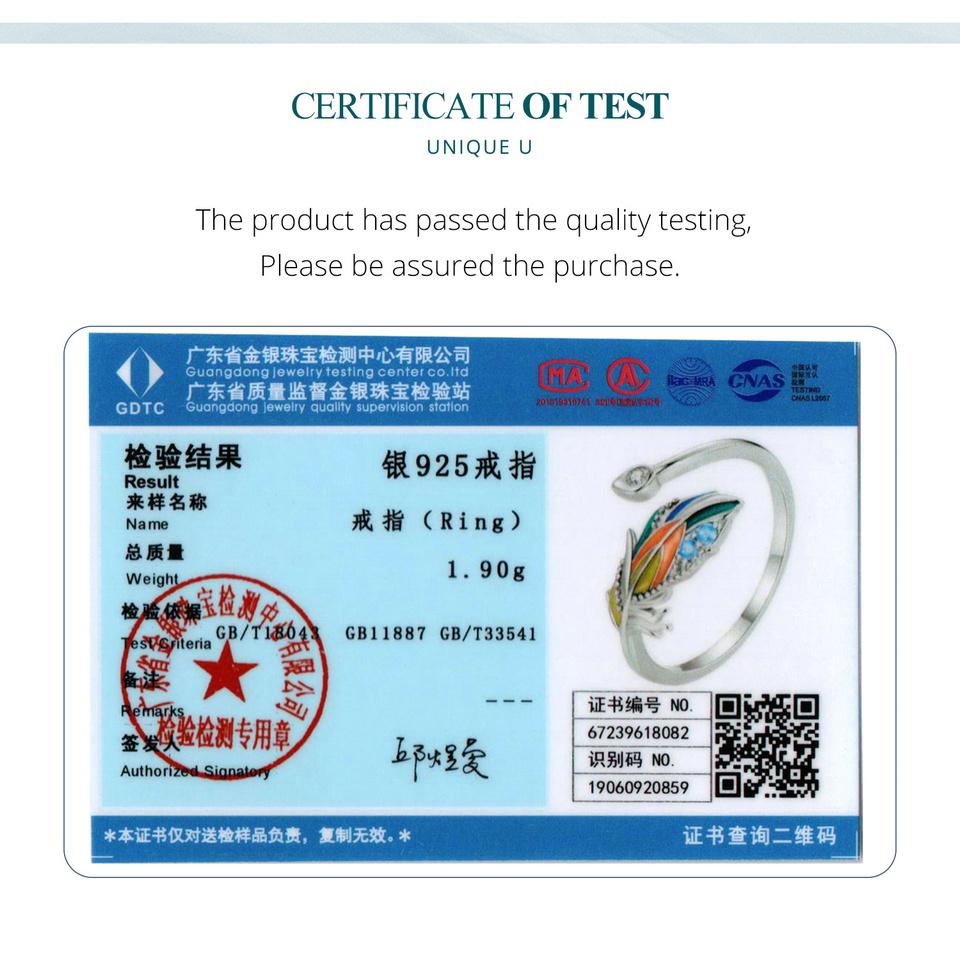 BAMOER стерлингового серебра 925 пробы красочная эмаль перо павлина открывающееся кольцо с кубическим цирконием регулируемое кольцо для женщин ювелирные изделия